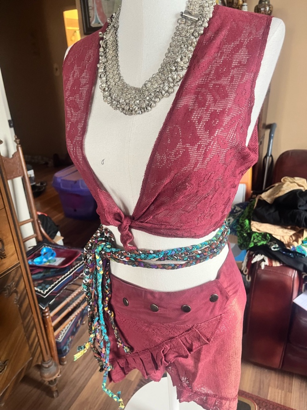 Cotton Lace Vest and Skirt